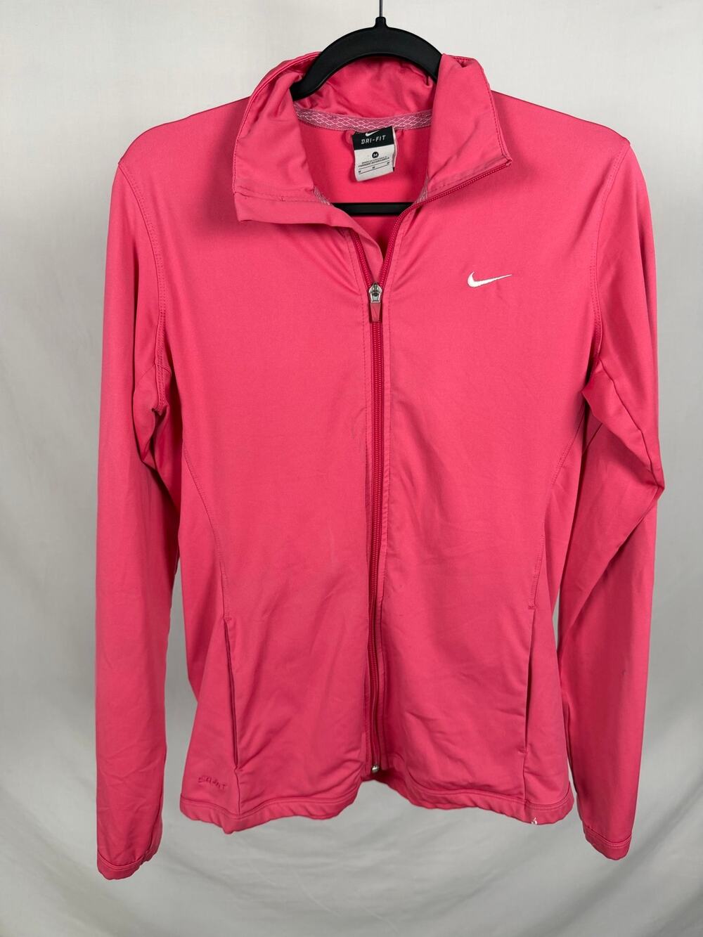 Nike Pink Dri-Fit Activewear Full Zip Track Jacket Pockets Size M
